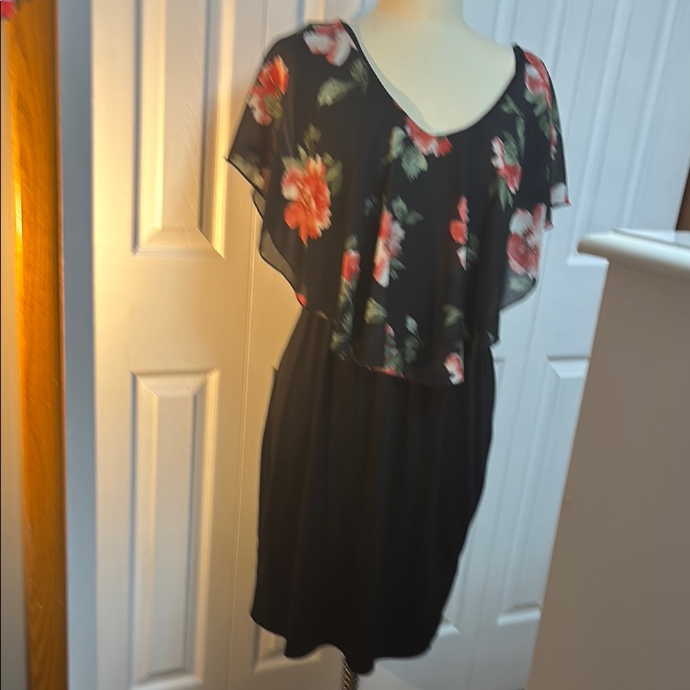 Floral Black Midi Dress